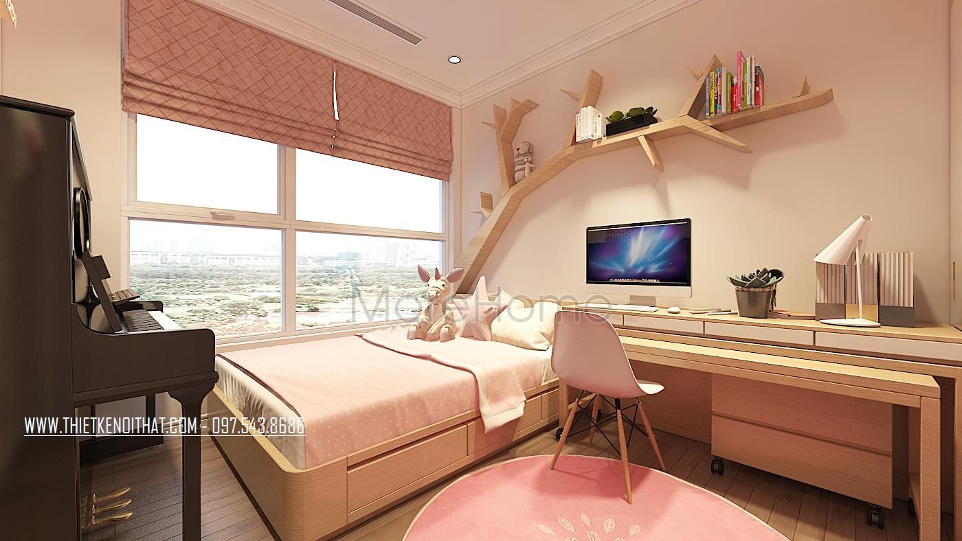 Thiết kế nội thất phòng ngủ chung cư tân cổ điển tại Vinhomes Gardenia, Mỹ Đình, Nam Từ Liêm, Hà Nội